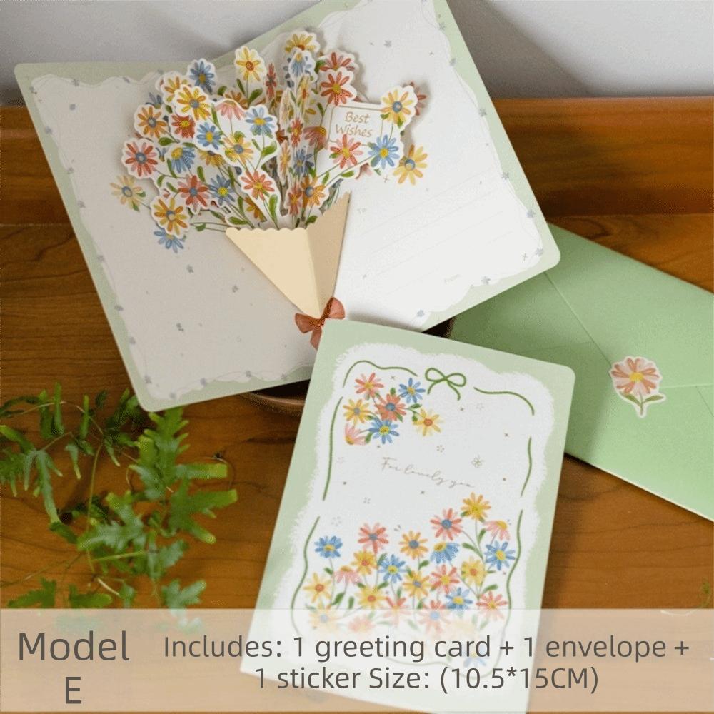 New 3D Pop-up Style 3D Greeting Card Creative Handmade Flower Blessing Card Romantic Creative Flower Card Valentine's Day
