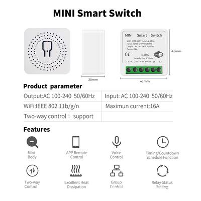 MINI Switch Tuya Smart WIFI Switch Supports Google Home Alexa Voice