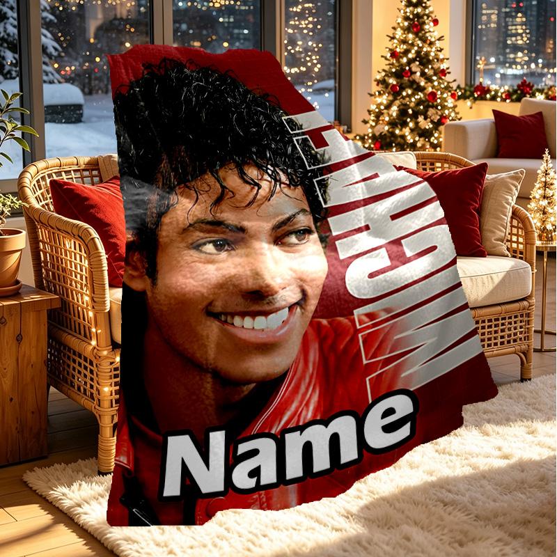 Personalisierte Michael Jackson Druckdecke mit individuellem Namen, Heimdekoration, Schlafzimmer, Sofa, Camping, Couch, Geschenke für Geburtstag WeihnachtenEnthusiasten