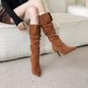 2025 höst och vinter nya spetsiga tunna klackar högklackade temperament tunna fransk mode sexig skönhet kvinnliga internetkändis stövlar