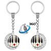 Heart-Shaped Rotating Piano Key Pendant Keychain with Gem and Musical Notes Ornament