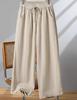 High Waist Wide Leg Pants Damen Zen Kleidung Herbst Baumwolle Leinen Neun Punkte Drapey Tai Chi Hose Große Größe Freizeithose
