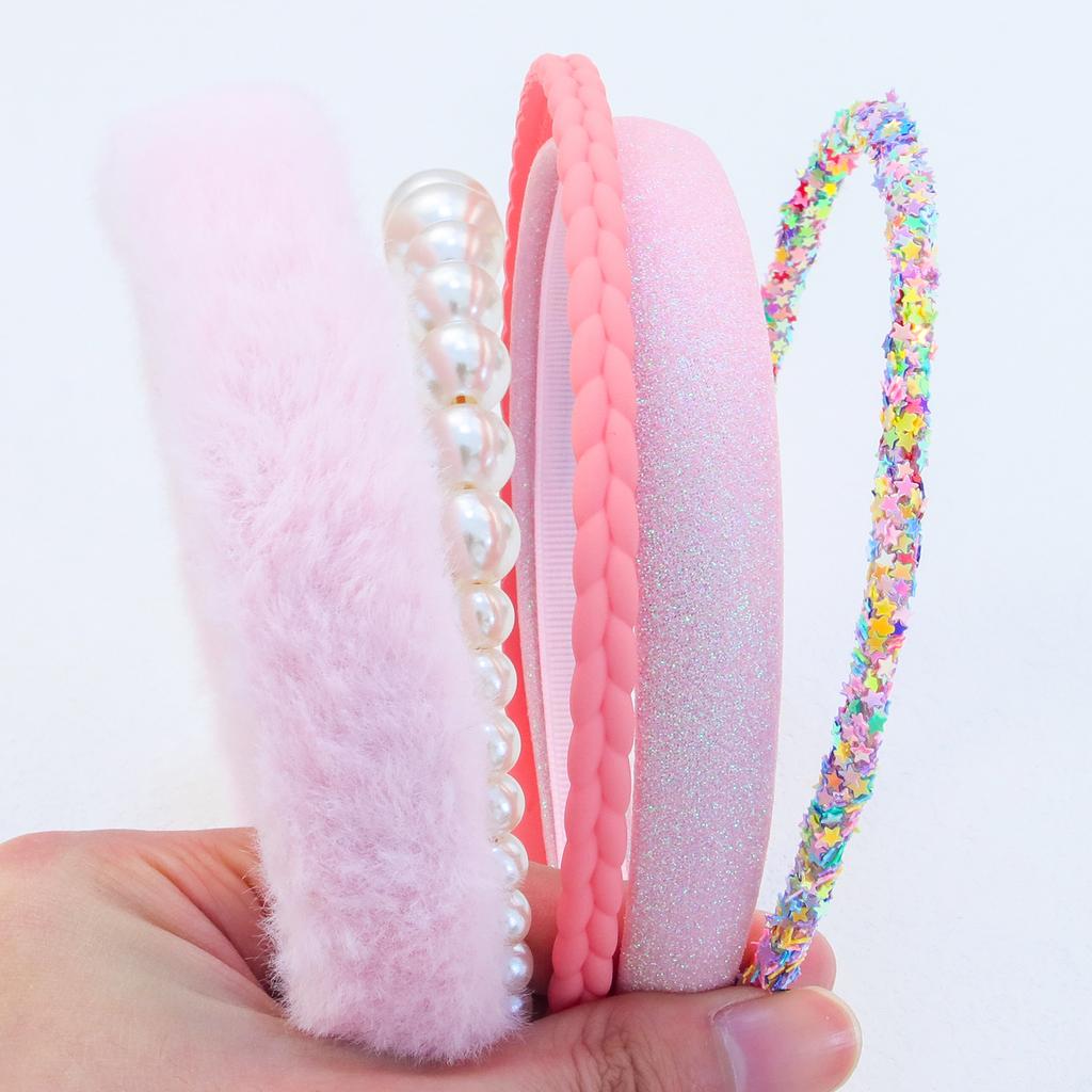 5pcs Fashion Headbands for Women Girls Pearl Hair Bands Versatile Simple Hairband Hair Hoop Hair Accessories Set Headwear