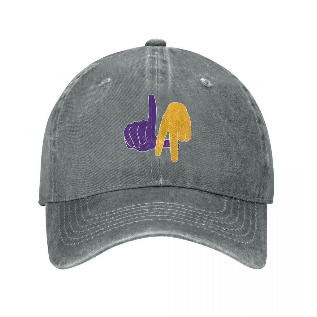 LA Lakers Hand Sign Men Women Baseball Cap Distressed Denim Hats Cap Casual Outdoor Summer Sun Cap