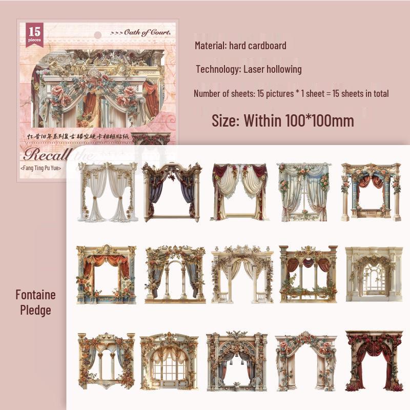 Retro Vintage Photo Frame Stickers - Choose from 6 Styles, 15 Sheets per Pack for Collage Backgrounds
