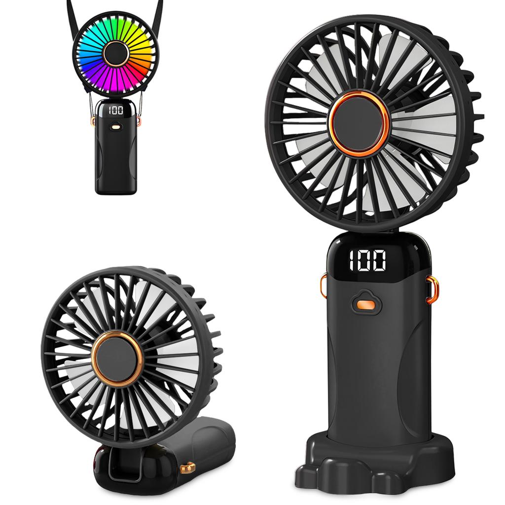 Usb Rechargeable Handheld Fan 1200Mah 6 Speeds Foldable Led Light Blade Portable Mini Fan Personal Cooler For Home Gift