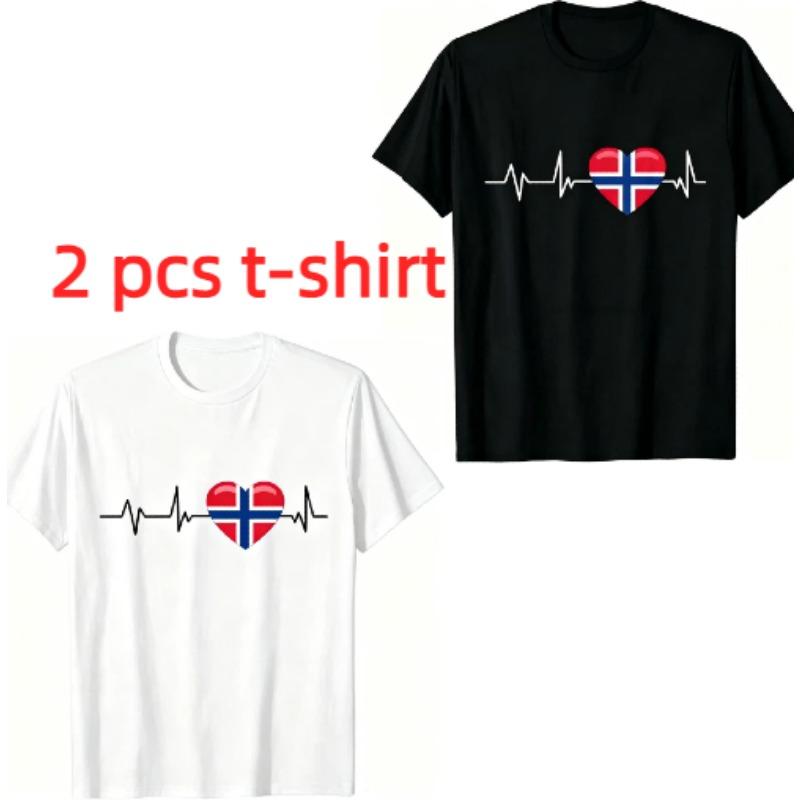 I Love Norway Pattern Print Men's T-shirt Summer Men's and Women's Casual Fashion Tops Men's Short Sleeve T-shirt Oversize Clothing