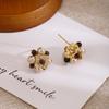 Silbernadel Perle & Tigerauge Blumenohrstecker | Retro High-End Luxus Ohrstecker
