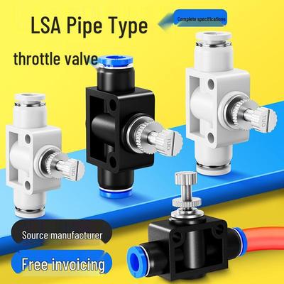 Quick Connect Pneumatic Air Hose Throttle Valve - Flow Restrictor Fitting with Adjustable PA Pipe LSA