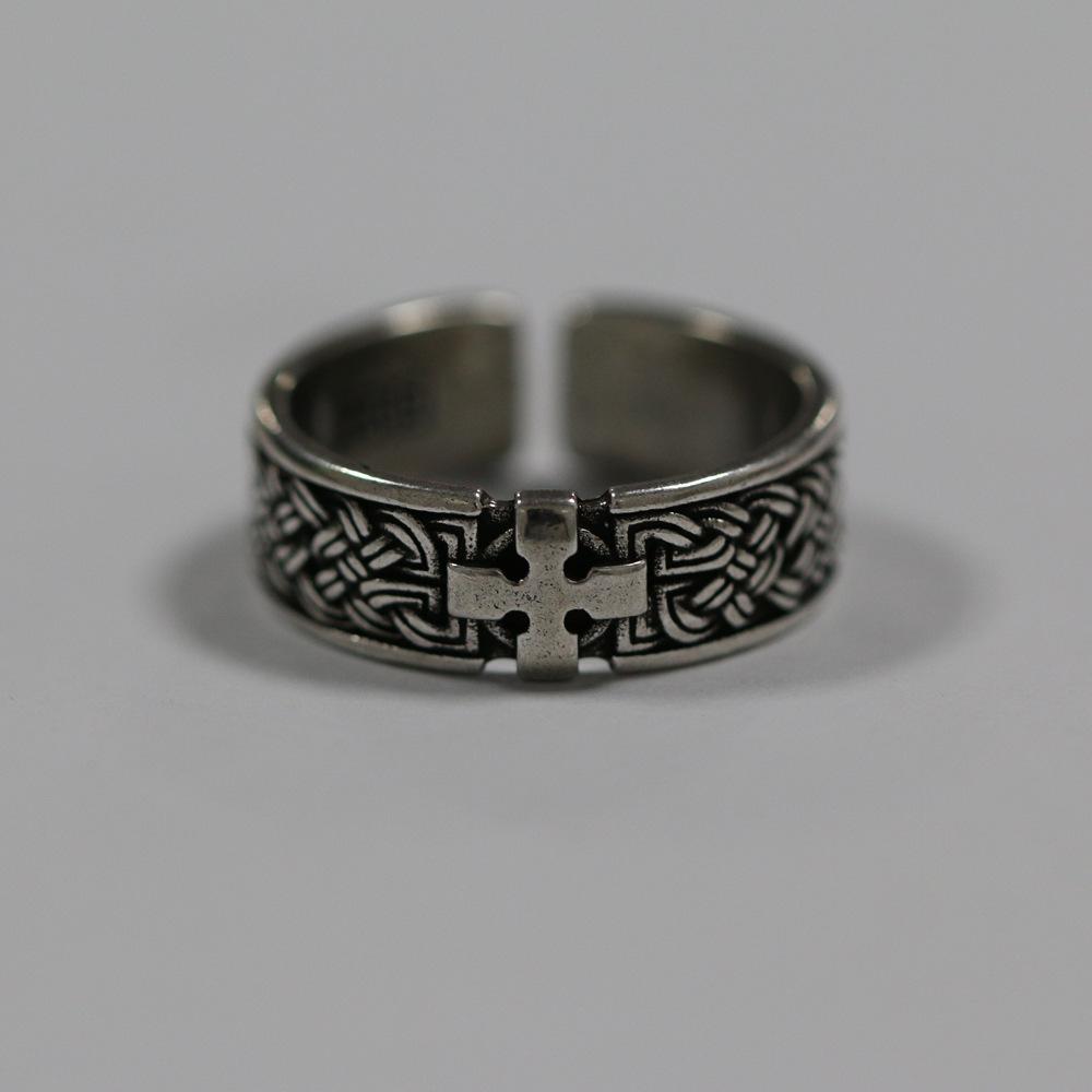 Cross Ring Men's Trendy Retro Open Adjustable Ring
