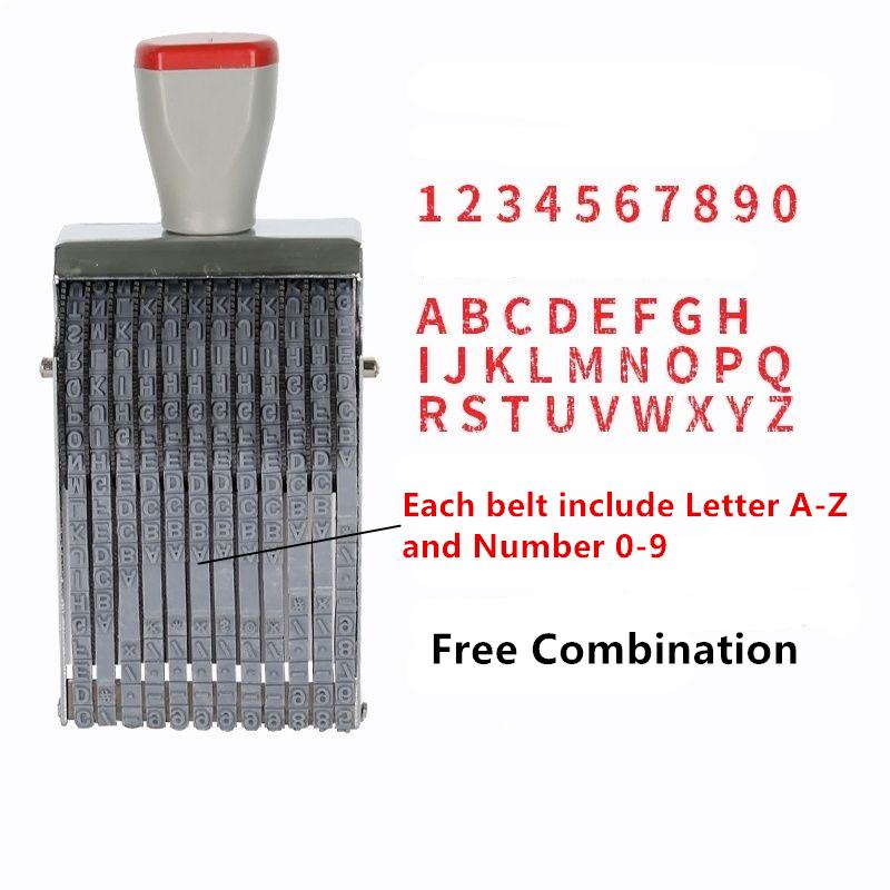 Letter A-Z Number 0-9 Free Combination Stamp For Store School Bank Office Factory Adjustable Rolling Seal Code Printing Stamp