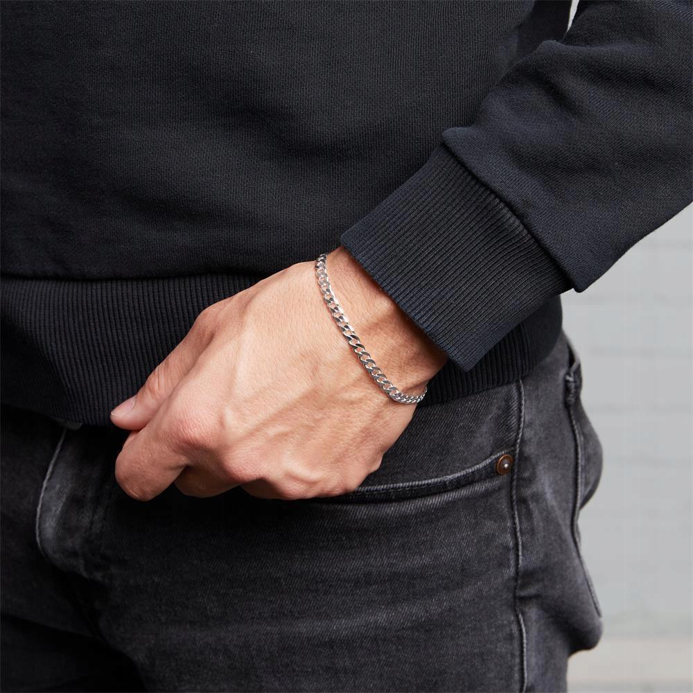 SILVER Men' Diamond Bracelet THICK Full Elegant For Men