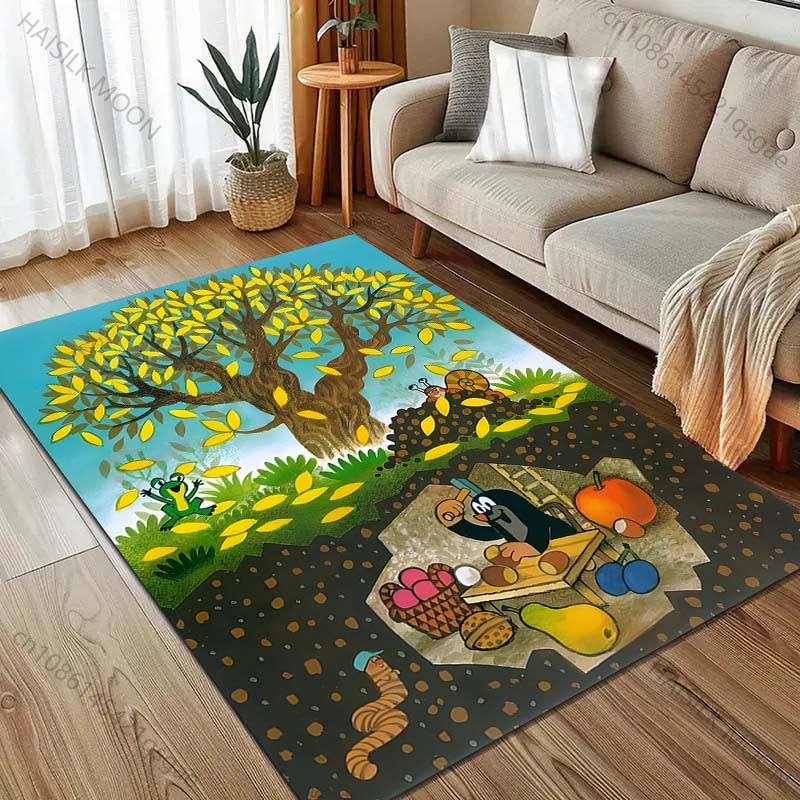 Alfombra de dibujos animados con estampado de Topito para Sala de Estar, Dormitorio, Sofá, Felpudo Decorativo, Alfombra de Área para Mesa de Sofá, Alfombrilla Antideslizante para el Suelo para Regalos