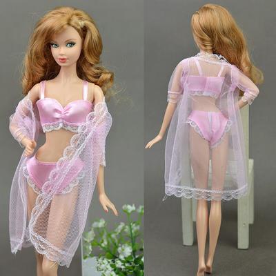 1SET Puppenzubehör Sexy Pyjamas Kleid Unterwäsche Dessous BH Spitzenmantel Kleidung für Barbie-Puppen Weihnachtsgeschenk für Kinder
