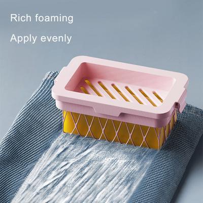 Soap Box 2 In 1 Highly Elastic Mesh Soap Bubble Case Drainage Double Layers Soap Cleaning Storage Foaming Container Bathroom Kitchen Soap Saver