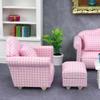 Soft Fabric Miniature Sofa Set With Cushions For 1/12 Doll House Accessories Living Room Scene Display Decoration