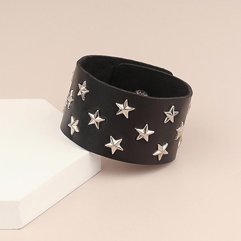 Gothic Punk Style PU Leather Star Bracelet
