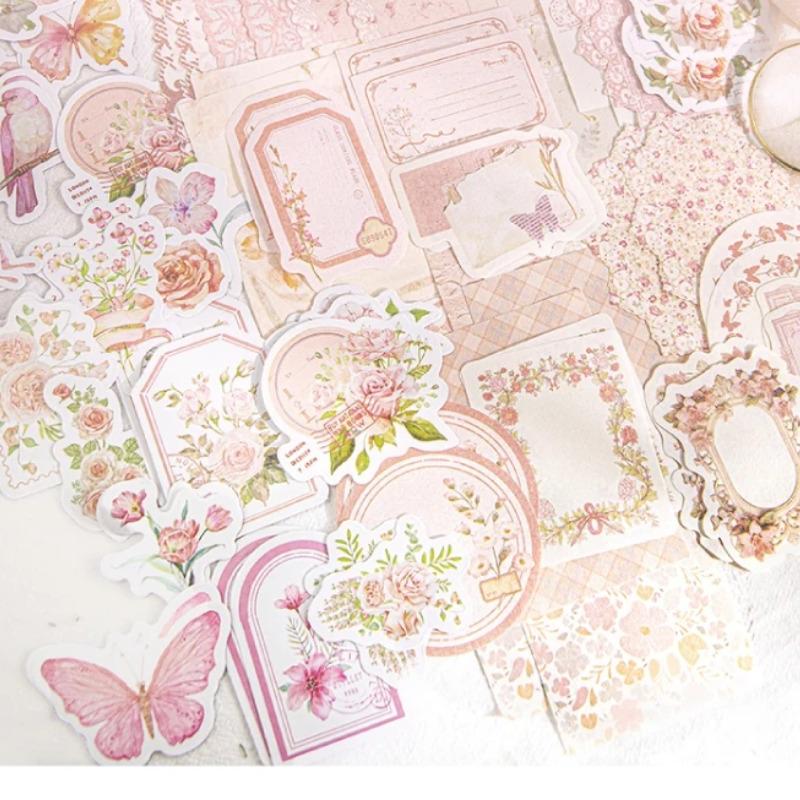 100pcs/set Mixed Material Pack Flower Series Hollow Lace Handbook Border Primer Paper DIY Decorative Sticker Notes Scrapbook