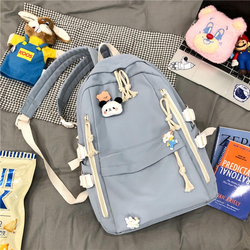Korean Style Harajuku Backpack for Girls - Large Capacity, Solid Color, Perfect for High School & Junior Students.