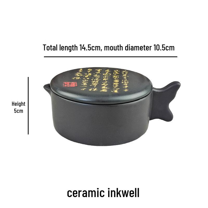 Multi-Purpose Inkwell Set: Includes Inkstone with Lid, Ink Stick, Brush Rest, Ink Sea, Ceramic Inkwell, Ink Box, and Ink Dish.