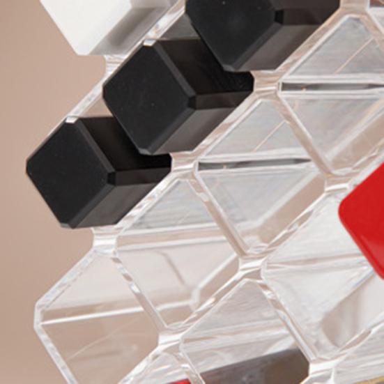 Organizador de Batom Empilhável com 16 ou 28 Compartimentos Suporte para Batom Torre de Acrílico Transparente Suporte para Armazenamento de Gloss para Bancada Cômoda