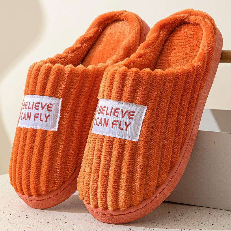 Cotton slippers women's non-slip and non-smelly feet winter home shoes indoor warm plush couple cotton shoes