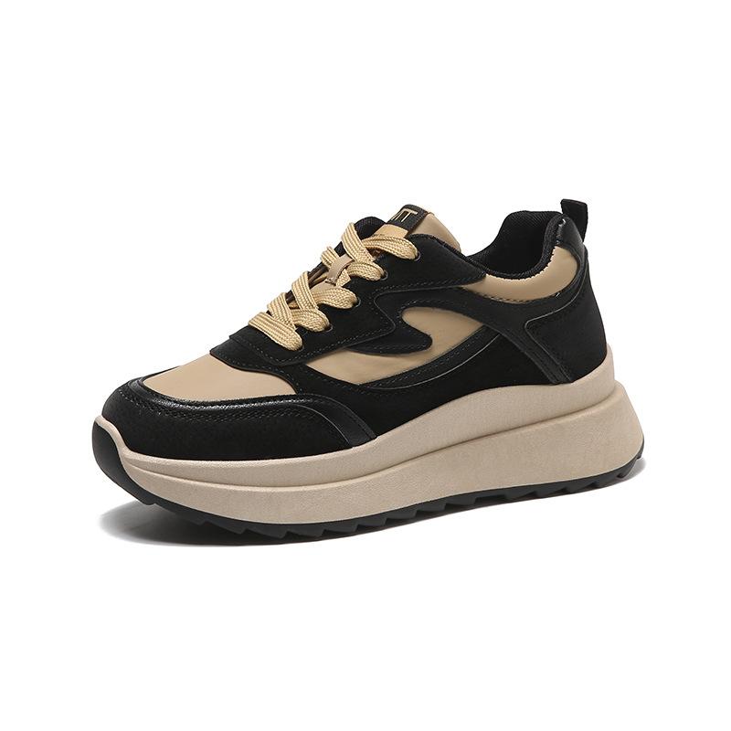 Women's spring and autumn new thick-soled heightening waffle lightweight sports running shoes