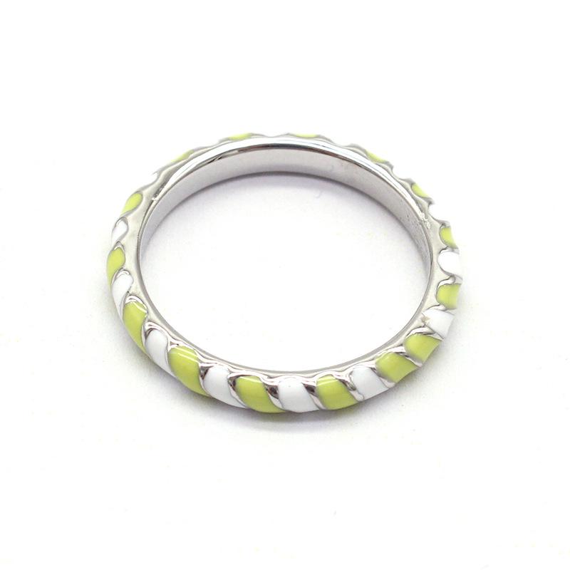 Kenjie Two-Color Enamel Craft Signet Ring - Women's Versatile Hand Jewelry