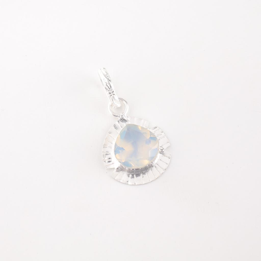 Milchiger Opal Edelstein 925 Sterlingsilber Schmuck Handgefertigt Schöner Anhänger 1,15" PP-8-16