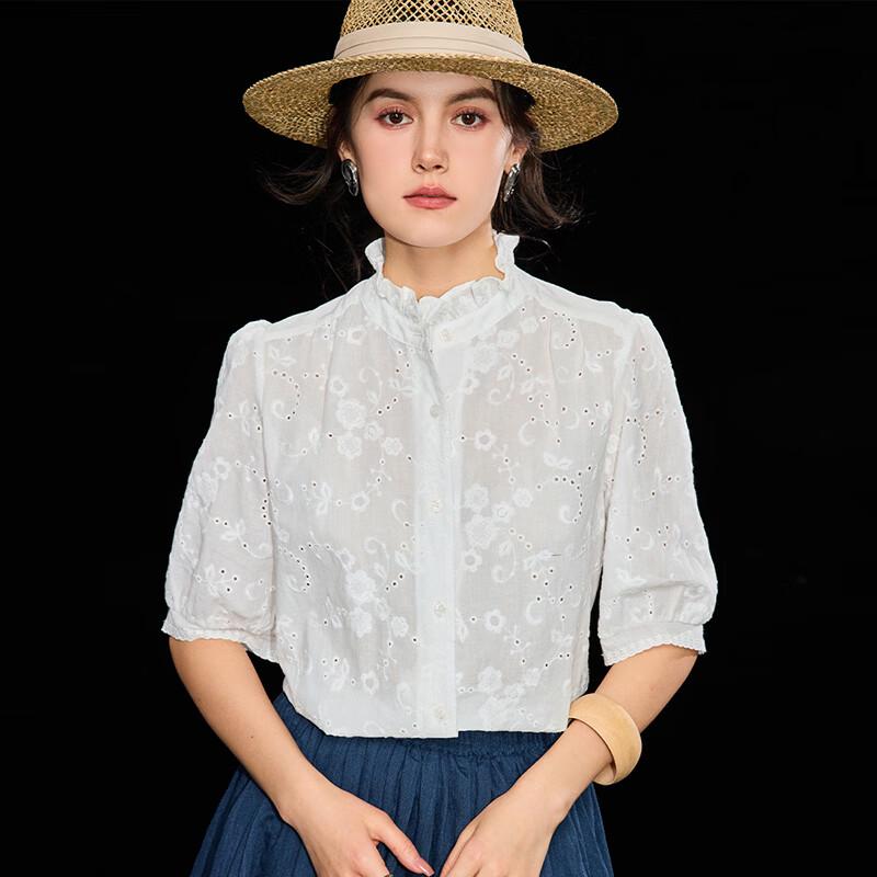 Women's Summer Embroidered Cotton Lace Blouse