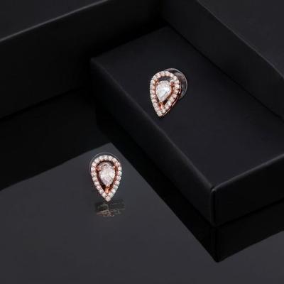 Women's Rose Gold Plated CZ Drop Earrings