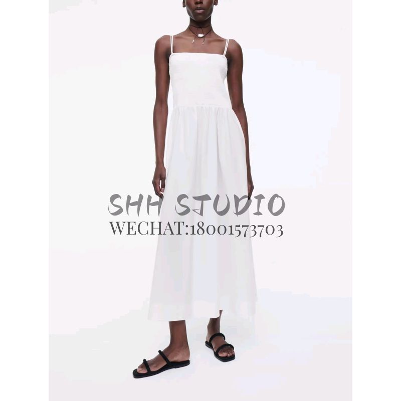 Spring New Women's Clothing Fashion Style Slim Fit Pleated Splicing Sling Tube Top Dress 1231657