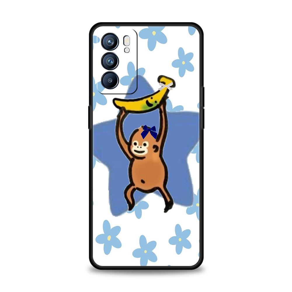 Monkey And Banana Phone Case For Oppo A17 A31 A54 A57 A78 A79 A98 Find X5 X6 Reno 6 7 8 10 11 12 13 F Pro 5G Soft TPU Cover Bags