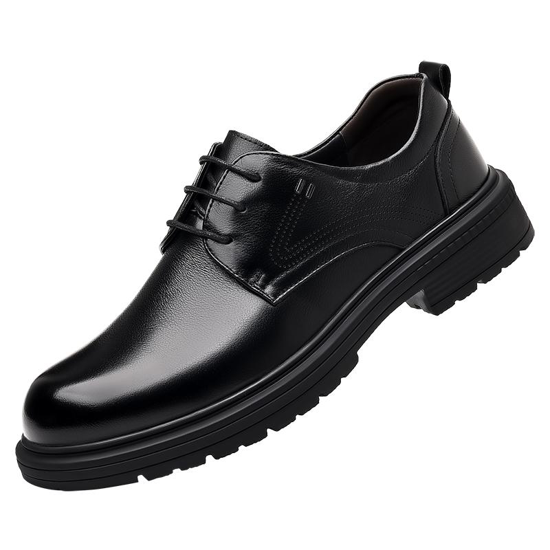 Genuine Leather Men'S Shoes Luxury High-Quality Style Office Business Adult Classic Black Work Shoes Thick Bottom
