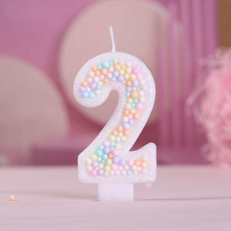 Macaron Colorful Ball 0-9 Creative Digital Birthday Decoration Candle