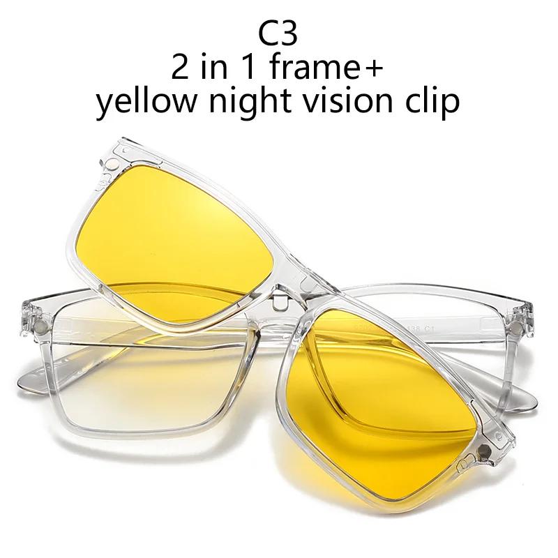 Magnetic Clip On Sunglasses Multiple Lens Transparent Grey Colorful Nearsighted Glasses UV Protection