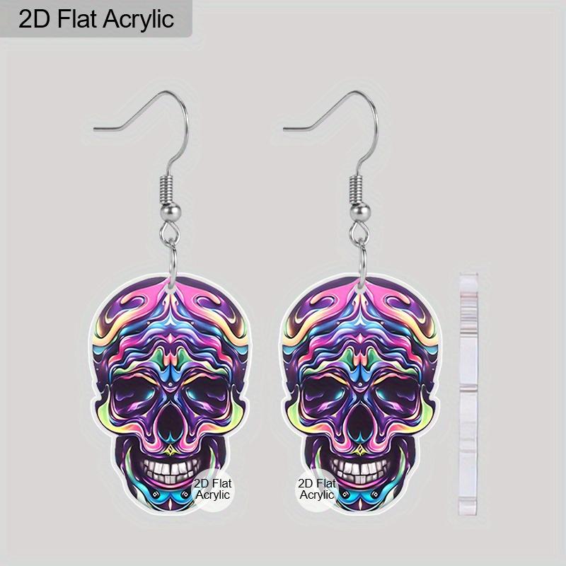 

2D Плоские Серьги на Хэллоуин День Мертвых Мексика для Женщин Акриловые Подвески Серьги Сахарный Череп Смешные Косплей Фестивальные Украшения