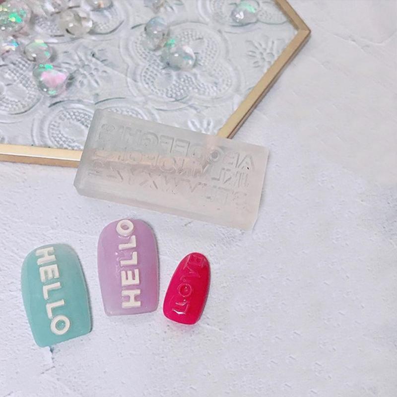 5Pcs Easy to Remove Silicone Mold English Letters Nail Art Template Soft Craft DIY Molds Girl Loved Craft DIY Molds