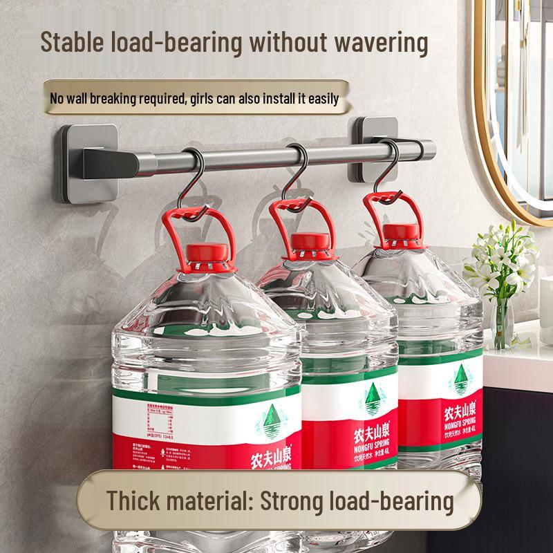 No-Drill Wall-Mounted Bathroom Towel Rack with Shelf