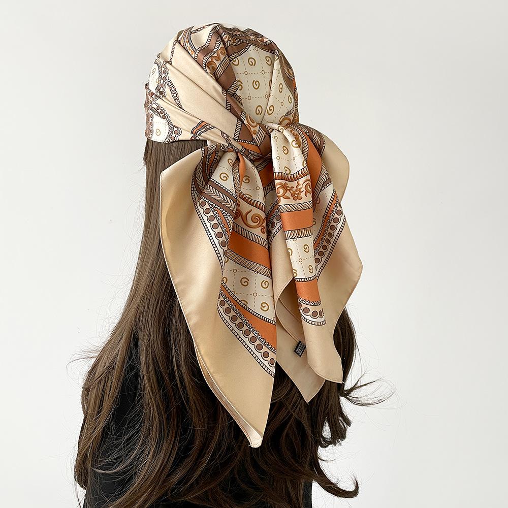 New Spring and Summer Twill Printed Silk Scarf for Women High-end Design  Square Scarf  Fashionable Sunscreen  Headscarf