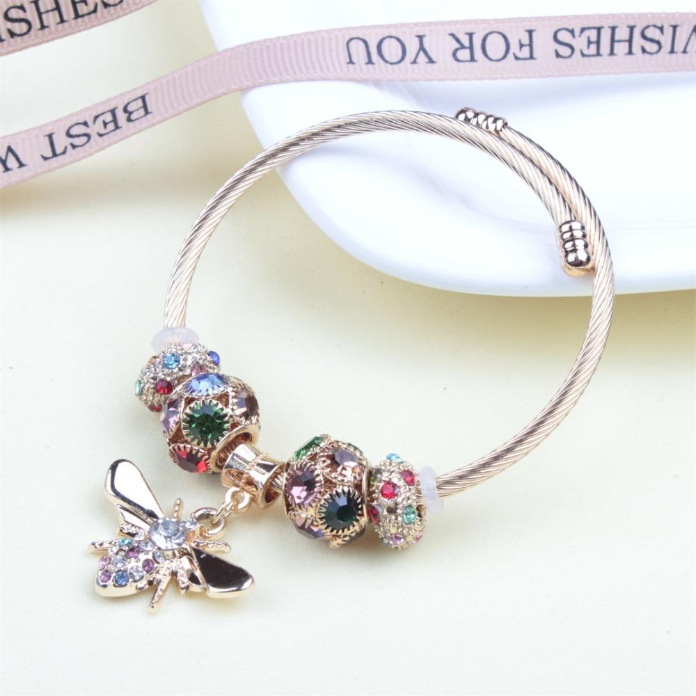 Beaded Bracelet Bangle Multi Element Stainless Steel Copper Alloy Open Spring Snake Bone Chain