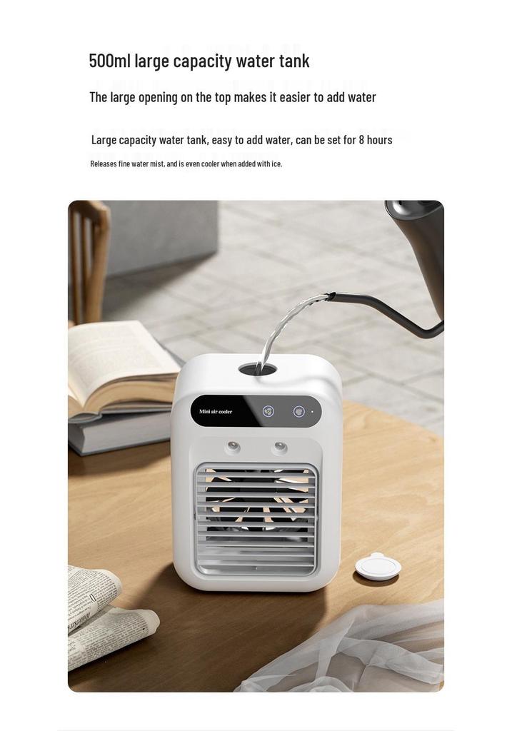 Portable Mini Desktop Cooling Fan - Mobile Air Conditioner for Dorm Rooms, Compact Cold Air Fan for Students