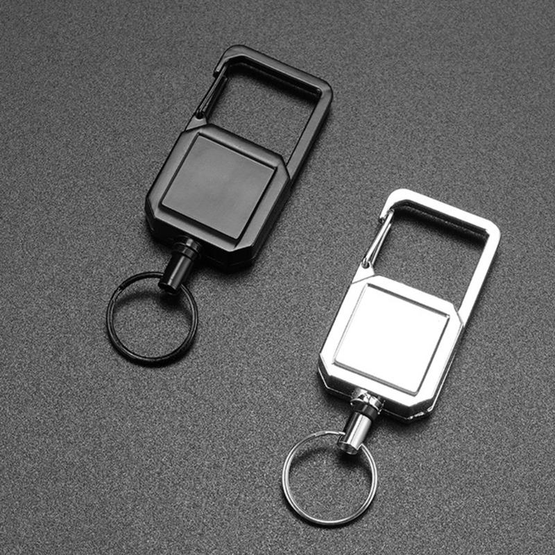 High Resiliences Steel Wire Rope Elastic Keychain Easy To Pull Buckle Keyring