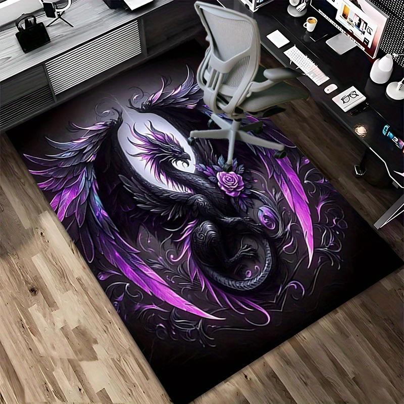 

1pc Purple Dragon, Moonlit Wings Themed Rug for Home Decor, Non-slip Office Carpet, Chair mat, Outdoor Mat, Christmas and Halloween gifts-0731150 60cm by 90cm