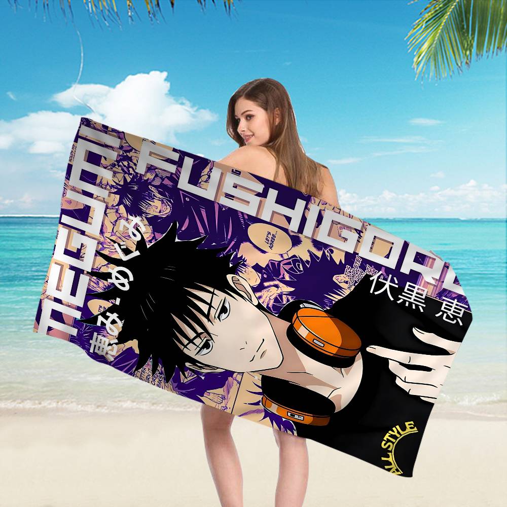 Anime Fushiguro Megumi Jujutsu Kaisen Beach Towel Colorful Bath Towels for Girl Microfiber Beach Yoga Spa Gym Pool
