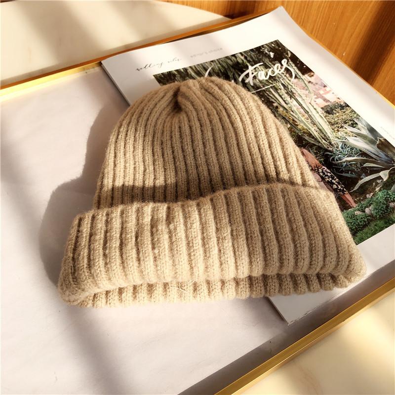 

Hat Women s Autumn and Winter Versatile Solid Color Casual Student Knitted Wool Hat New Thermal Hat M（56-58cm）