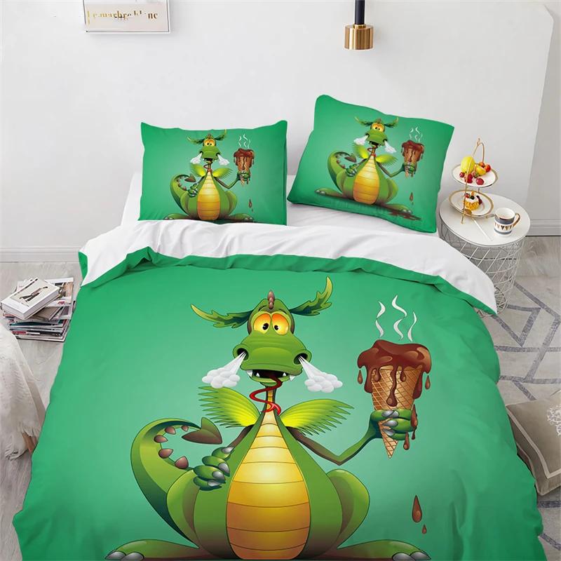 Copripiumino Mostro Cartone Animato Misura King Queen Set Letto Animali Adorabili Divertenti per Bambini Ragazzi Ragazze Anime Poliestere Copripiumino
