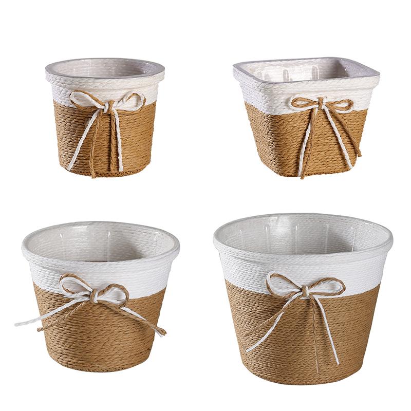 Rope Braided Small Flower Pot Creative Flower Arrangement Decorative Basket Woven Flower Pot Cover