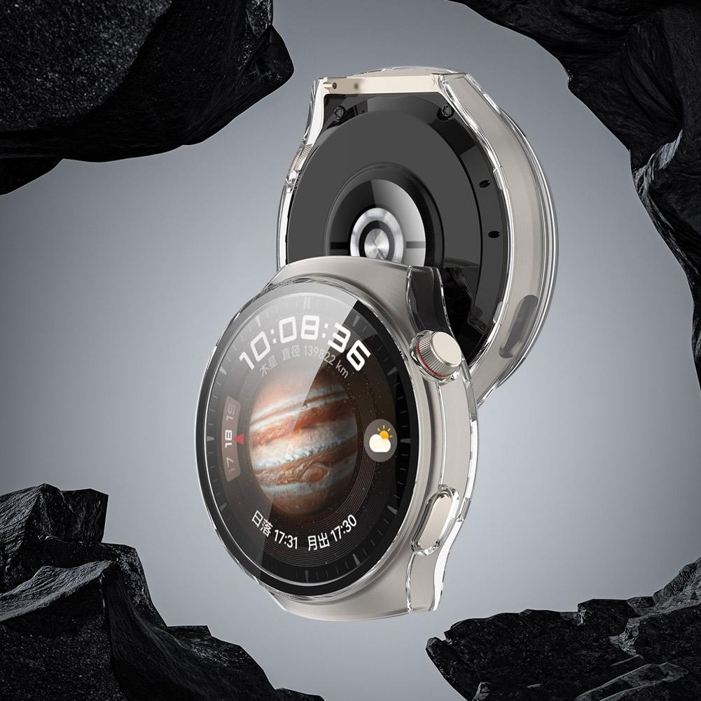 PC Watch Case Protective Case with Tempered Glass Full Coverage Frame Anti-Fall Dustproof for Huawei Watch 4 Pro Smart Watch