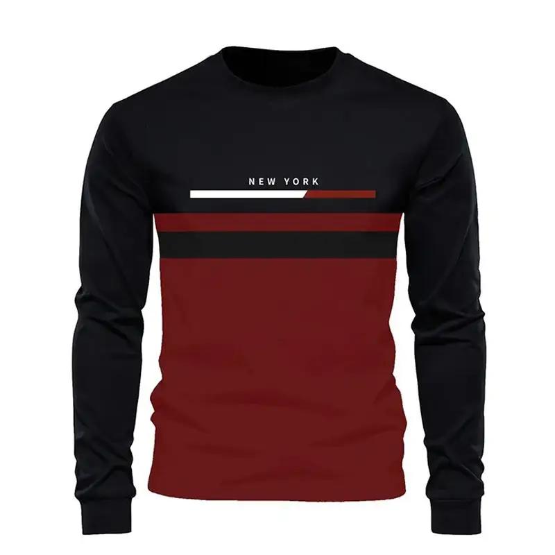 Spring And Autumn New Men Comfortable Polyester T-Shirt Casual Printed T-Shirt Simple Fashion Long Sleeve Men'S Shirt